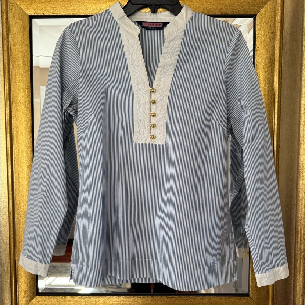 Vineyard Vines Blue Striped Popover Shirt